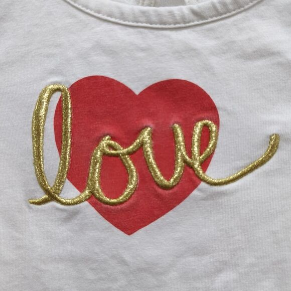 Janie and Jack Heart Valentines red White gold long sleeve shirt girls size 5 - Picture 2 of 8